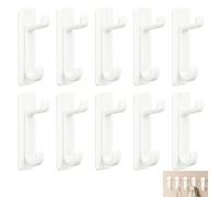 10 Pack Self Adhesive Hooks, Stick on Hooks for Hanging, Heavy Duty Wall Mounted Sticky Hook Stainless Steel Double Coat Hooks for Door Kitchen Shower Towel Key Bag Hat Organizer No Drilling (White)
