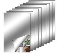10 Pack Self Adhesive Mirror Tiles, Acrylic Stick on Mirror Stickers | 4 x 6inch Flexible Non Glass Mirror Tiles Self Adhesive Bathroom Mirror for Home Walls Decoration