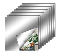 10 Pack Self Adhesive Mirror Tiles, Acrylic Stick on Mirror Stickers | 6 x 6inch Flexible Non Glass Mirror Tiles Self Adhesive Bathroom Mirror for Home Walls Decoration