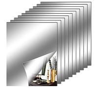 10 Pack Self Adhesive Mirror Tiles, Acrylic Stick on Mirror Stickers | 8 x 10 inch Flexible Non Glass Mirror Tiles Self Adhesive Bathroom Mirror for Home Walls Decoration