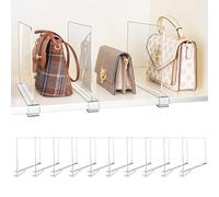 10 Pack Shelf Dividers, Adjustable Shelf Dividers for Closet Organization with Non-Slip Design, Clear Acrylic Shelf Dividers for Clothes, Handbags, Purses, Towels, Bookshelf in Home Organization