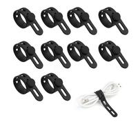 10-Pack Silicone Cable Ties, Cord Organizer Wraps - Reusable, Washable Wire Management Straps with Lock Buckle, Adjustable Elastic Charger Cable Holders, Electrical Cord Keepers for Home and Office