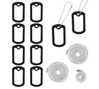 10 Pack Silicone Dog Tag Silencer Military Rubber Dog ID Tags Cover, Dog Tag Protector with 4 Chains, Dog ID Tag Silicone Case to Reduce Noise, Black