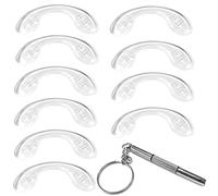 10 Pack Silicone Glasses U Shaped Screw-in Nose Pads with Micro Screwdriver, Non-Slip Anti-Drop Eyeglass Saddle Bridge Nose Pad Set for Eyeglasses Glasses Sunglasses Eyewear Optical, 42mm, Transparent