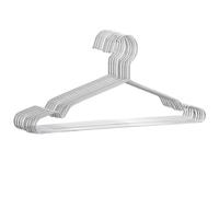10 Pack Silver Metal Clothes Hangers 42cm - Heavy Duty Stainless Steel Wire with Notches & Trouser Bar - Slim 0.32cm Space Saving Wardrobe Hangers for Suits, Shirts, Jackets & Dresses