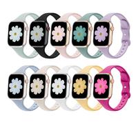 10 Pack Slim Bands Compatible with Apple Watch Band 38mm 40mm 41mm 42mm 44mm 45mm 46mm 49mm, Soft Silicone Sport Narrow Thin Strap for iWatch Series 10/9/8/SE/7/6/5/4/3/2/1/Ultra Women Men