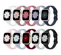 10 Pack Slim Bands Compatible with Apple Watch Band 38mm 40mm 41mm 42mm 44mm 45mm 46mm 49mm, Soft Silicone Sport Narrow Thin Strap for iWatch Series 10/9/8/SE/7/6/5/4/3/2/1/Ultra Women Men