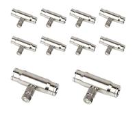10 Pack Slip-Lock Mist Tubing Tee with Brass Misting Nozzle, 10/24 UNC High Pressure Fog Nozzle Connector, Anti-drip Fogging Spray Head for Landscaping, Air Humidification