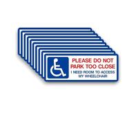 10 PACK - Small 12cm PLEASE DO NOT PARK TOO CLOSE Self Adhesive Stickers - Mobility Car, Van, Wheelchair, Disable Sign, Caution, Warning, Disability SG181