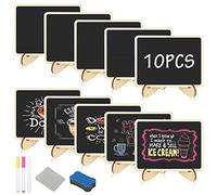 10 Pack Small Chalk Boards, Wooden Rectangle Chalkboard with Support Easels, Mini Chalkboard Signs, Memo Chalkboard for School Message Board Sign Wedding Party Table Numbers Food Signs Event Decor