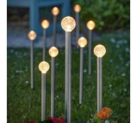 10 PACK | Solar GlowBall Stainless Steel LED Multi Function Garden Stake Lights [EEK: A]