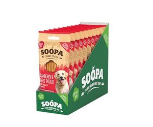 10 Pack Soopa Cranberry & Sweet Potato Jumbo Stick 170g, red