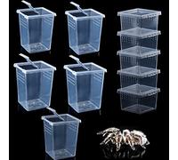 10 Pack Spider Terrariums Breeding Box Small Reptile Hatching Container Acrylic Feeding Box for Arboreal Spider Tarantula Mantis Scorpion Centipede Insect (5 High+5 Small)