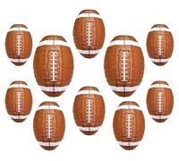 10 Pack Sports Paper Lanterns, Sizes of 8", 10", 12", Football Basketball Soccer Baseball Hanging Lanterns, Paper Lantern for Home Decoration, Birthday and Sport Theme Party (Football)