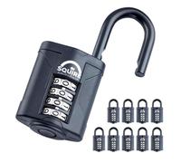 10-Pack - Squire Combination Padlock CP40 - Compact Combination Padlock (Black) - Re-Codable 4-Digit Code - Push Button Security - Ideal for Lockers, Bags & Indoor Cabinets