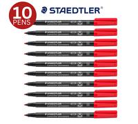 STAEDTLER 317-2 Lumocolor Permanent Pen, Medium Line Width, 1.0mm - Red (Box of 10)