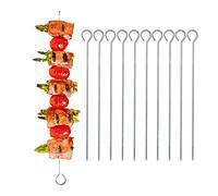 10 Pack Stainless Steel BBQ Kebab Skewers for Grilling Meat, Vegetables and Fruit on Barbecues, Griddles and Large Pans, 35cm 14” Metal Steel Sticks
