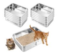 10 Pack Stainless Steel Cat Litter Box, 15.7"×11.8"×4" Metal Litter Pan, Small Litter Box for Little Cats Kittens, Easy Cleaning