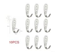 10 Pack Stainless Steel Wall Mount Single Hook for Coat Hat Key Robe Towel Kitchen Bathroom Bedroom Office Use (S-1.5mm)