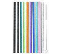 10 Pack Stanle-y Cup Straws,12 in Long Glitter Reusable Thick Plastic Straws,Plastic Straw,Sparkle Drinking Straws with Cleaning Brush.
