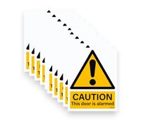 10 PACK - Sticker Gold - 10cm Caution This Door Is Alarmed Self Adhesive Stickers - Sign, Warning, Alarm, Apartments, Office, Decal SG150