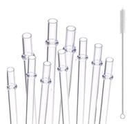 10 Pack Straws 9 inch - Plastic Straw - Reusable Straws | Transparent Replacement Straws | Stanley Cup Accessories with Cleaning Brush (Clear)