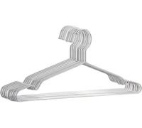 Thrink 10 Pack Strong Metal Clothes Hangers - 42cm Silver Galvanised Wire Hangers with Notches & Trouser Bar, Durable Heavy Duty Space-Saving Wardrobe Organisers for Shirts, Jackets, Suits, Trousers