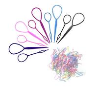 10-Pack Styling Braid With 100-Piece Mixed Color Small Elastic Bands, Ponytail French Braid Ring Hair Tools, Fashion Braid Accessories for Women, Girls