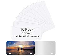 10 Pack Sublimation License Plate Blanks,Heat Thermal Transfer DIY Custom Picture Design for Metal Aluminum Custom License Plate Tag, 6 x 12 x 0.026 inches（15.2cm x 30.4cm x 0.65cm）