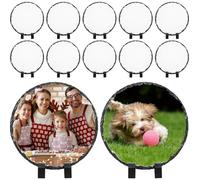10 Pack Sublimation Slate Blanks 5.9 in Round Custom Stone Slate with Display Stand Heat Transfer Sublimation Plaque Rock Photo Picture Frame for DIY Heat Press Machine Desktop