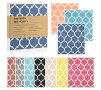 10 Pack Swedish Dishcloths for Kitchen, Reusable Kitchen Dish Rags for Cleaning, Absorbent & Quick Drying Dish Towels, Biodegradable Kitchen Rags, No Odor Washable Cellulose Sponge Cloths (Moroccan)