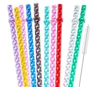 10 Pack Swirl Straws for Starbucks Tumbler, Reusable 11" Long Hard Plastic Shiny Crystal Tumbler Replacement Drinking Straws For 16 OZ 20 OZ 30 OZ Stanley, Yeti Tumblers With Cleaning Brush