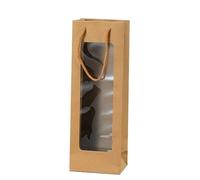 10-Pack Tall Window Bags for Bottles and Flowers Premium Clear PVC Display, Elegant Single Stem Flower Bouquet(BROWN)