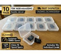 10 Pack TDK 16GB MicroSD Card Lot Class 10 High Speed 10MB/s Memory Job Lot