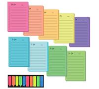 10 Pack to Do List Sticky Notes Set, 9 Colour Lined Notes Pad and 1Pack Sticky Tabs, Large Self-Stick Do List Notepads for Office, School & Home,Premium Stationery Supplies