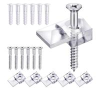 10 Pack Transparent Mirror Holder Clips, Plastic Glass Retainer Fasteners with Metal Screws for Wall Cabinet Door Hanging Kit
