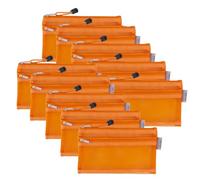 10 Pack Transparent Pencil Case Multipack, A6 Clear Mesh Pencil Pouches with Zip, Sturdy Nylon Translucent Slim Stationery Organizer Bag for Exams, School Supplies, Students & Teenagers (orange)