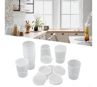 10 Pack Transparent Plastic Measuring Cups With Lids, Graduated Beakers 30ml 50ml 100ml, Lightweight Kitchen Lab Tools for Cooking Baking Science Experiments(30ml)