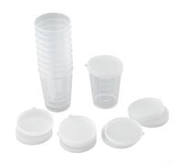 10 Pack Transparent Plastic Measuring Cups With Lids, Graduated Beakers 30ml 50ml 100ml, Lightweight Kitchen Lab Tools for Cooking Baking Science Experiments(50ml)