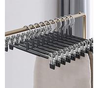 10 Pack Trouser Hanger, 30cm Pants Hangers Space Saving Skirt Hangers with Adjustable Clips,Heavy Duty Clothes Coat Garment Jeans Hangers