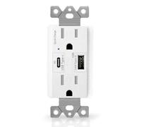 10 Pack US Wall Outlet With USB Type C Fast 15A Receptacle 4. 8A Standard Faceplate Tamper QC3 0 Compatible With Most USB C Devices Like Phones Tablets And Small Electronics