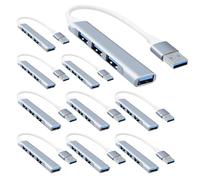 10-Pack USB Hub Port Splitter: 4-Port USB Port Expander - USB 3.0 Hub USB Dongle Multiport for Laptop PC Dell HP Computer Accessories - Aluminum Alloy