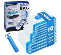 10 Pack Vacuum Storage Bags - Large Space Clothes Storage Travel Bag Hand Pump, Jumbo No Leakage Compression Plastic Storage Packing Bags Travel Clothing, Vacuum Bags for Duvet Comforters Pillows