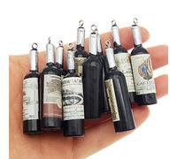 10-Pack Vintage Resin Red Wine Bottles Craft Earrings Drops Dangles Necklaces Pendants Keychains Charms DIY Jewelry Making Findings 52x11x11mm