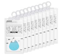 10 Pack Wardrobe Dehumidifier Hanging Bags, Advanced Spherical Calcium Chloride, 3-Day Fast Acting Moisture Absorbers,Damp Mould & Condensation Remover for Home, Bathroom, Basement, Caravan