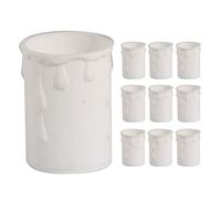 10 Pack - White Candle Drip Sleeve Tubes for Light Fittings | Diameter 33mm x Height 50mm | Thermoplastic | Molten Wax Vintage Effect | Fits Most Lampholders