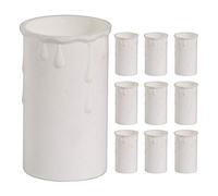10 Pack - White Candle Drip Sleeve Tubes for Light Fittings | Diameter 37mm x Height 70mm | Thermoplastic | Molten Wax Vintage Effect | Fits Most Lampholders