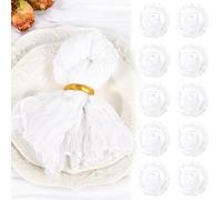 10 Pack White Cheesecloth Napkins 20"x20" Boho Washable Cloth Napkins Set of 10 Wrinkled Cheese Cloth Napkins Gauze Dinner Table Napkin for Wedding Party Baby Shower Birthday Decor