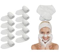 10-Pack White Spa Headbands for Facials | Professional Microfiber Facial Headbands for Skincare, Salons & Clients | Reusable & Adjustable