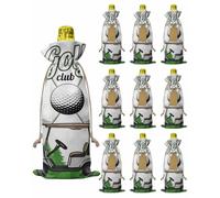 10 Pack Wine Bottle Bags, Golf Club Wine Bottle Cover with Drawstring, Gift Bag for Champagne, Wedding, Birthday, Christmas, Thanksgiving, Party Green Forest Botanical Golf Sport Golf Cart